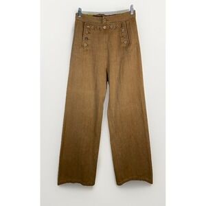 Bulldog Juniors 5/6 Brown High Rise Wide Leg Button Lace Up Back Sailor Pants